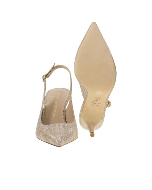 Stuart Weitzman White Pointed Hallow-Heeled Sandals