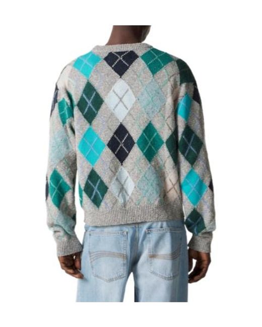 ERL Blue Diamond Pattern Sweater for men