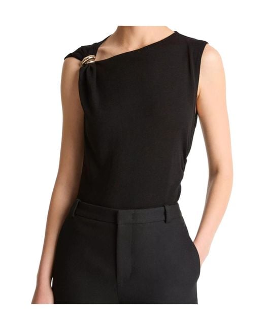 Vince Black Draped Gathered Blouse