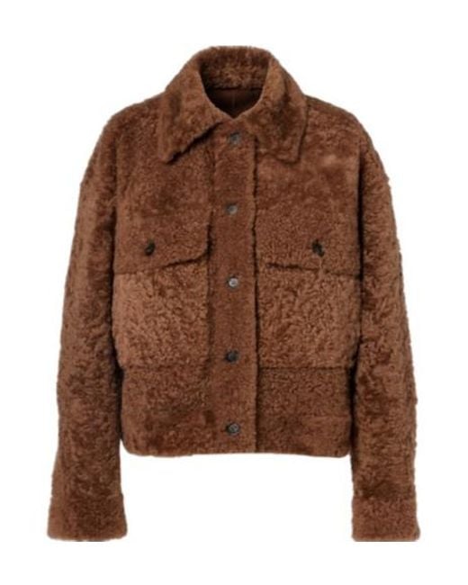 Brunello Cucinelli Brown Caramel Shearling-Style Cropped Jacket