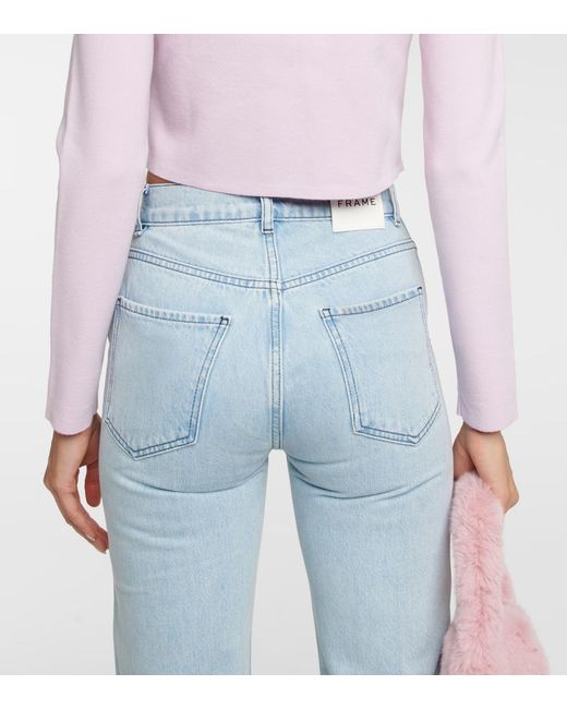 FRAME Gray Embellished High-Rise Jeans