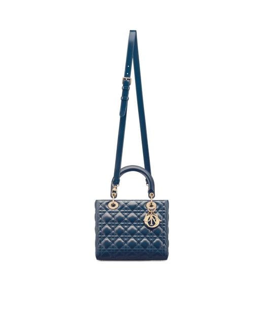 Dior Blue Medium Lady Logo Shoulder Bag