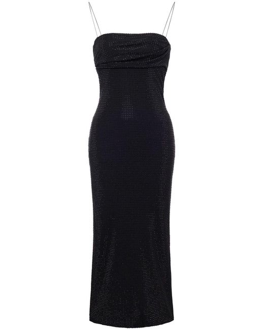 Philosophy Di Lorenzo Serafini Black Embellished Square Neck Midi Dress