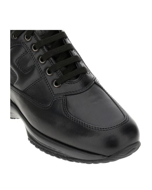 Hogan Black Interactive Logo Embossed Sneakers