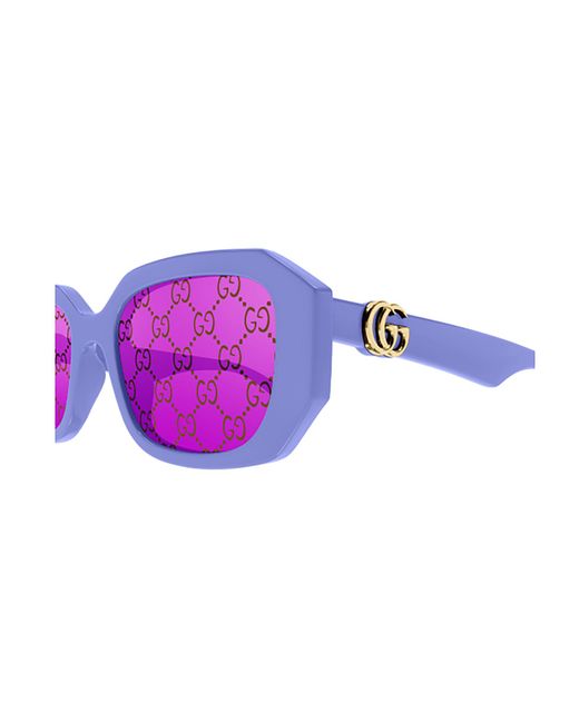Gucci Purple Eyewear Rectangular Frame Sunglasses