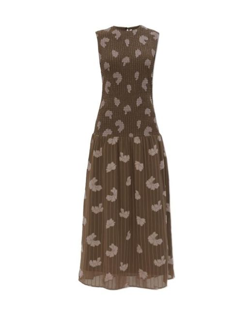 Samsøe & Samsøe Natural Safrida Shirred Floral-Print Midi Dress