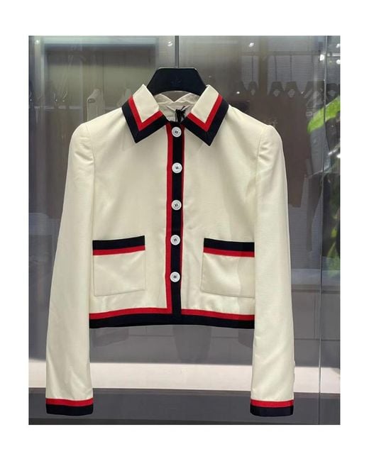 Miu Miu Natural Single-Breasted Panama Silk Jacket
