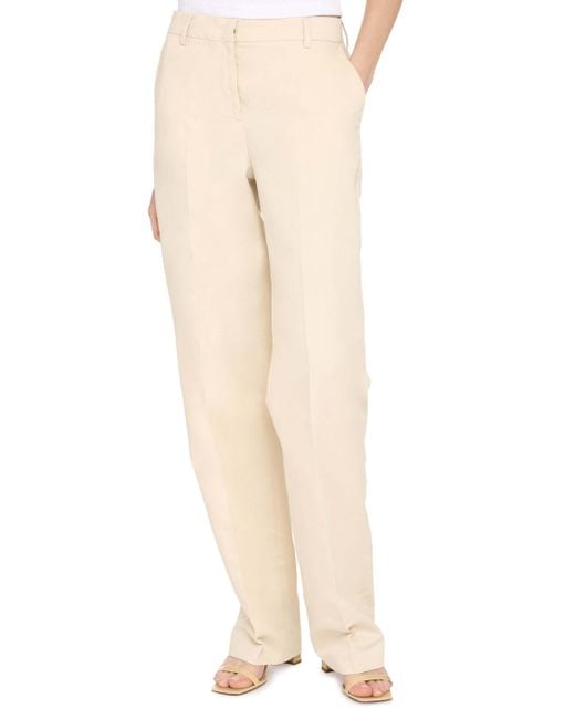 PT01 White High-Waisted Straight Trousers