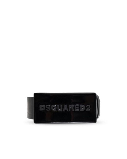 DSquared² Black Logo Plaque Buckle Belt for men