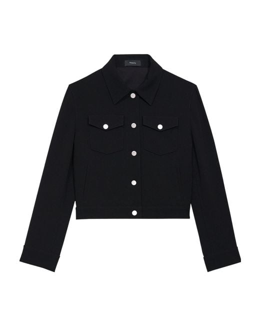 Theory Black Shrunken Button-Up Trucker Jacket