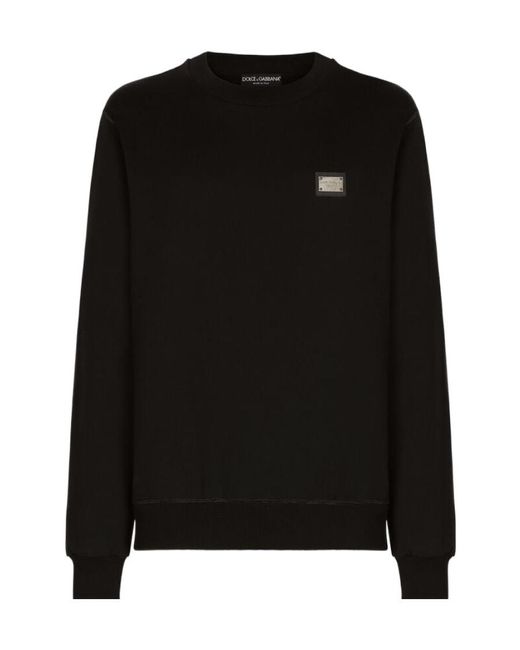 Dolce & Gabbana Black Logo Plaque Crewneck Sweatshirt for men