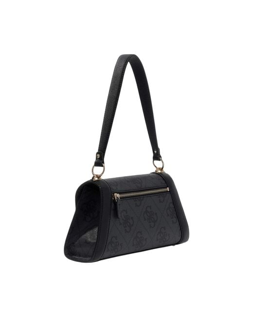 Guess Black Karnilla Monogram-Pattern Shoulder Bag