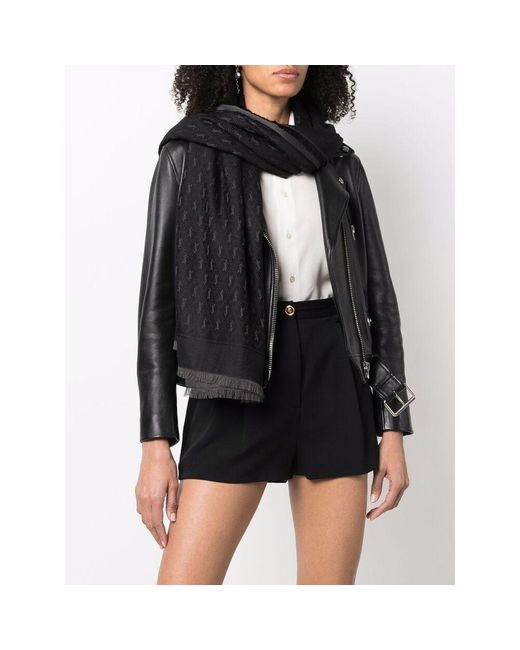 Saint Laurent Black Cassandre Monogram Large Scarf