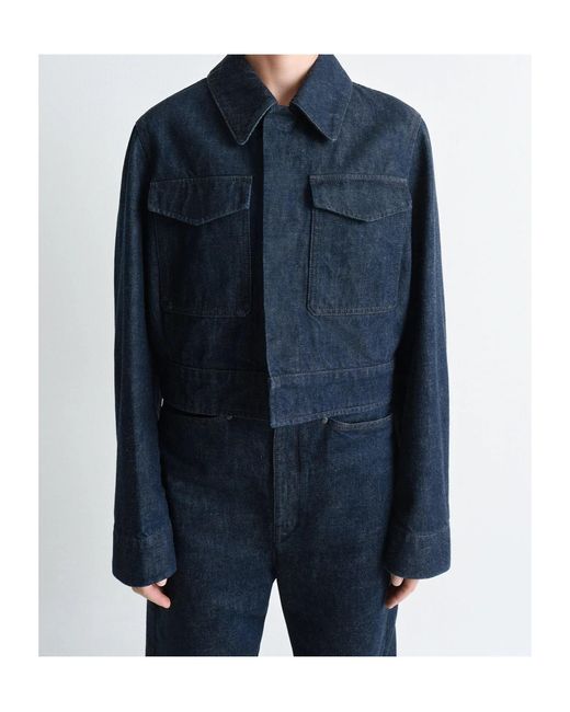 Lemaire Blue Long Sleeved Cropped Jacket