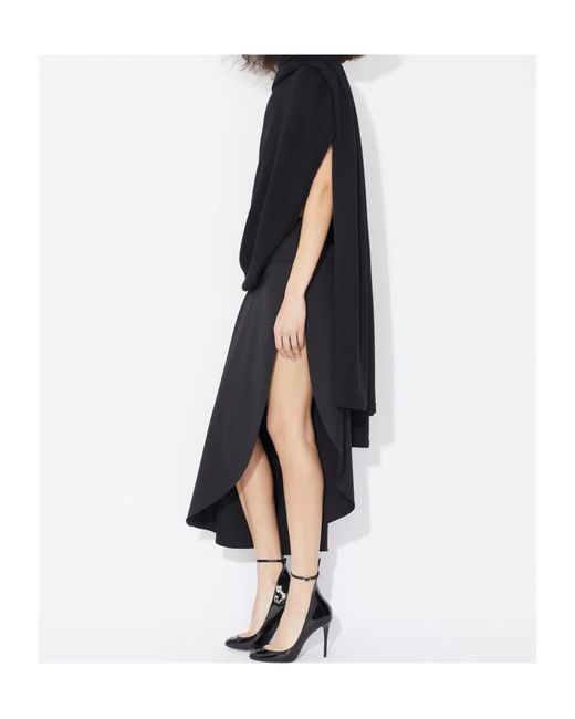 Alaïa Blue Knitted Asymmetrical Cape Pullover