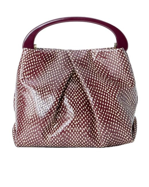 Dries Van Noten Purple Patterned Top Handle Bag