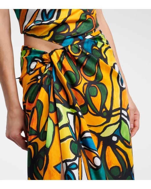 Christopher Esber Multicolor Printed Draped Silk Maxi Dress