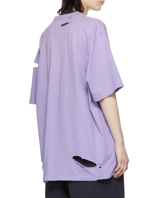 Balenciaga Purple Destroyed Wide T-Shirt