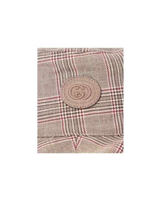 Gucci Gray Plaid Wide-Brim Bucket Hat