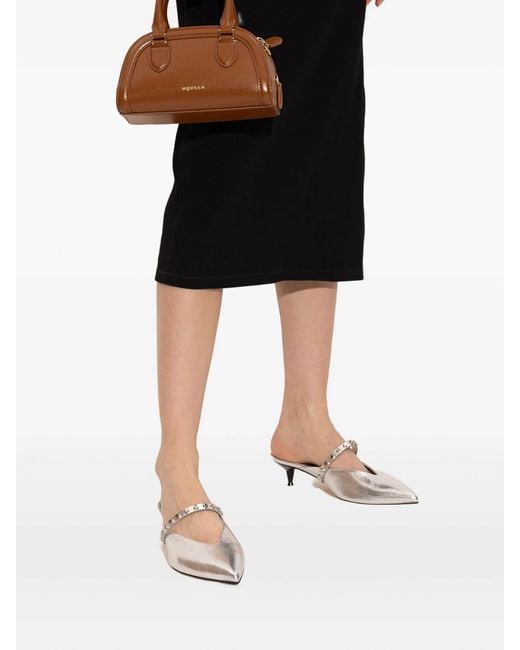 McQueen Brown Birdee Boston Mini Handbag