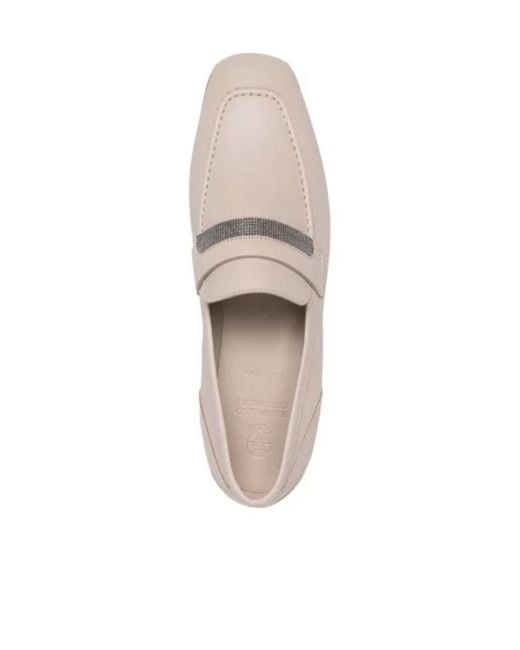 Brunello Cucinelli Natural Monili-Chain Leather Loafers