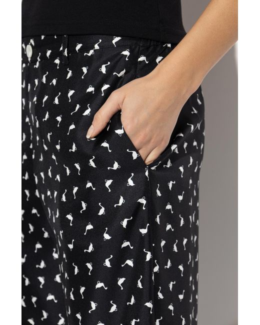 Moschino Black Printed Satin Trousers