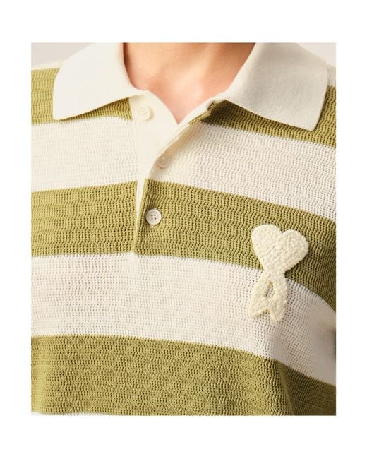 AMI Metallic Ami Ami De Coeur Short Sleeved Polo Shirt