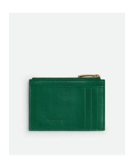 Bottega Veneta Green Intrecciato Zipped Card Case