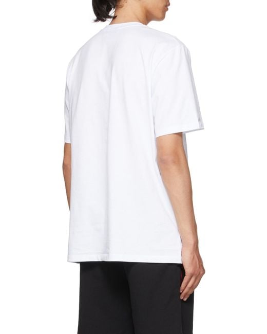 MSGM White Logo Printed Crew Neck T-Shirt for men