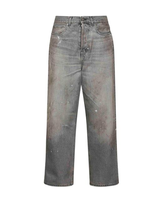 Haikure Gray Distressed Wide-Leg Jeans for men