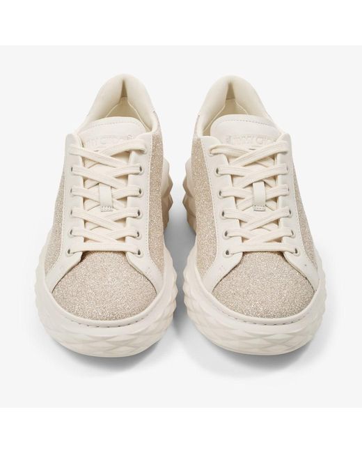 Jimmy Choo Natural Embellished Lace-Up Sneakers