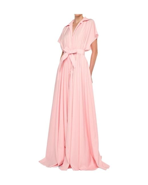 Norma Kamali Pink Super Os Sleeveless Bf Nk Shirt Flared Gown
