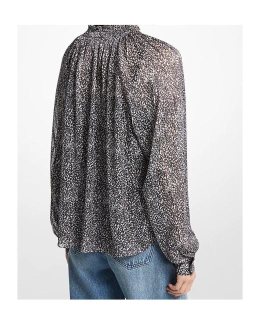 Michael Kors Blue Metallic Printed Georgette Blouse