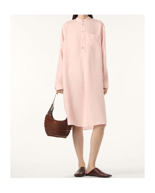 Loro Piana Pink Long-Sleeved Shirt Dress