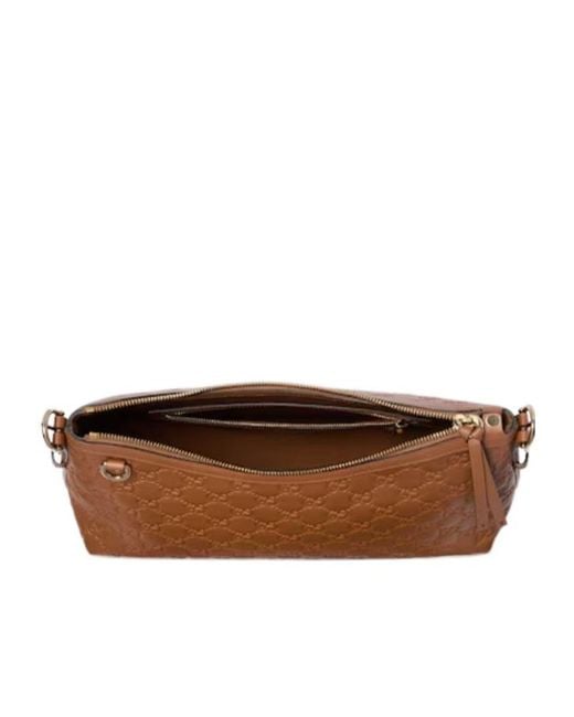 Gucci Brown Gg Emblem Medium Shoulder Bag