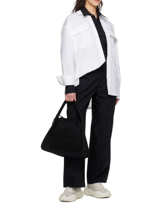 Alexander Wang Black Ryan Ribbed Knit Large Tote Bag