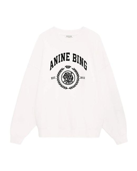 Anine Bing White Miles Collegiate Logo Sweatshirt