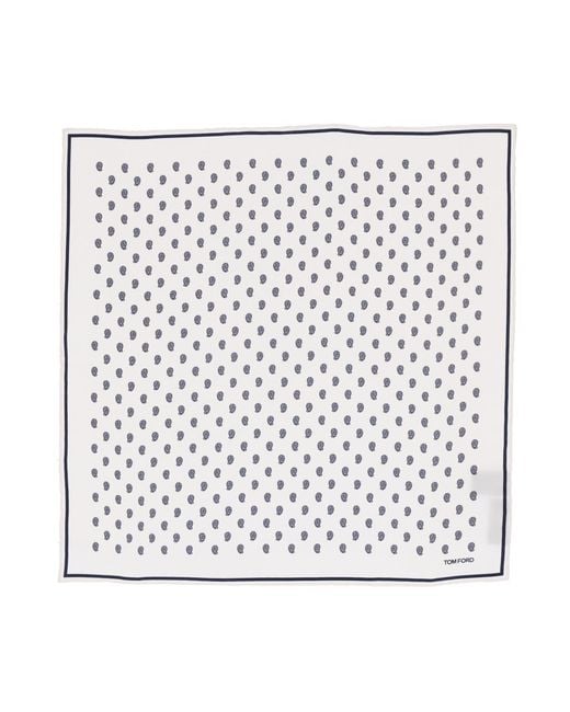 Tom Ford White Plaid Pocket Scarf for men