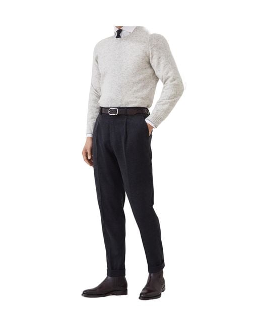 Brunello Cucinelli Gray Pleated Tapered Trousers for men