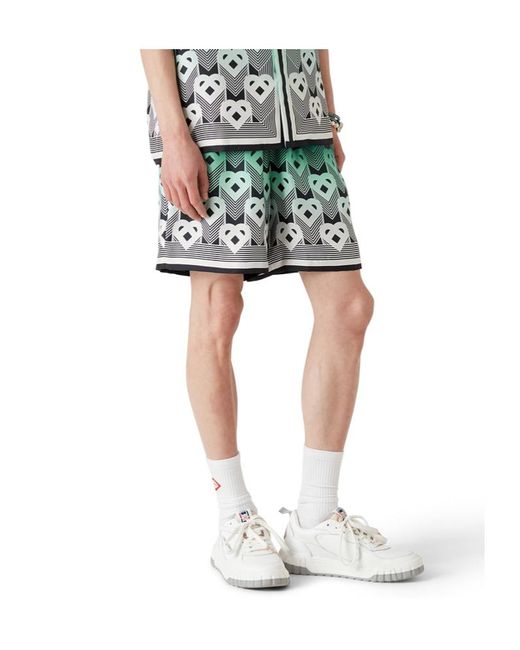 Casablanca Green Gradient Monogram Satin Shorts for men