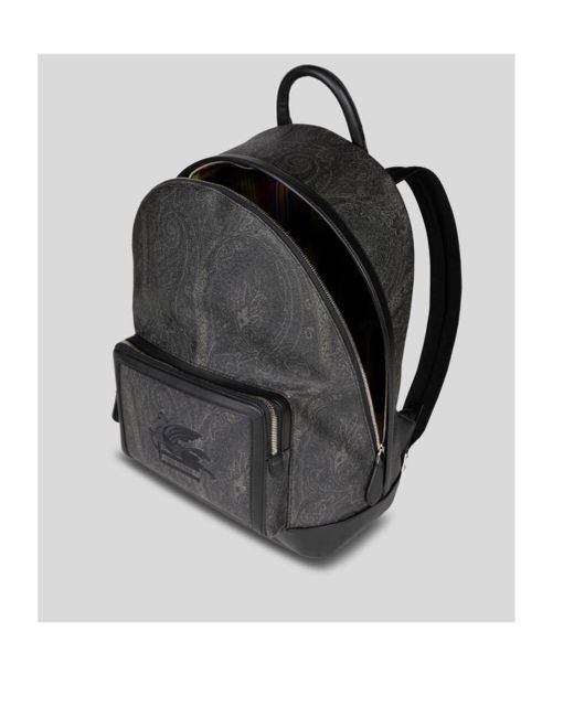 Etro Gray Pegaso Motif Paisley Jacquard Backpack for men