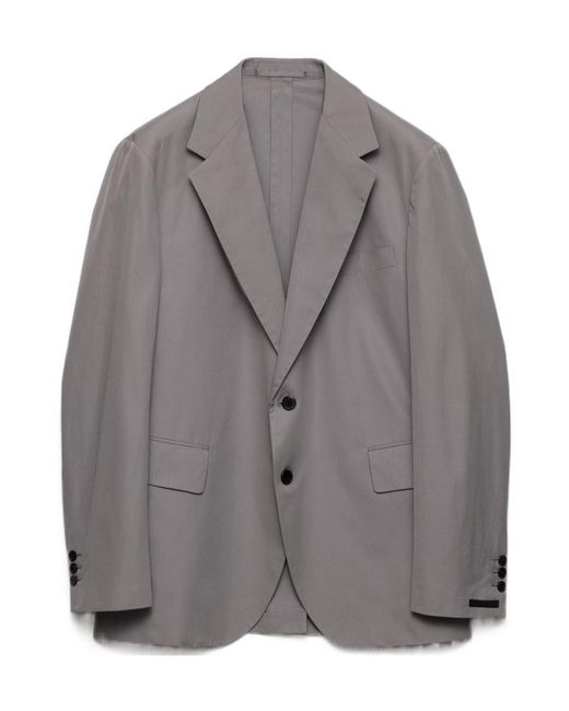 Prada Gray Single-Breasted Cotton Jacket for men
