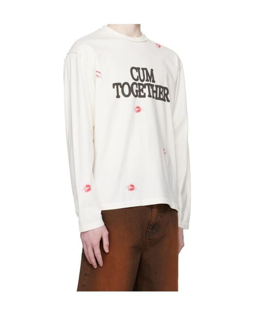 Carne Bollente White Crew Neck Long-Sleeved T-Shirt for men