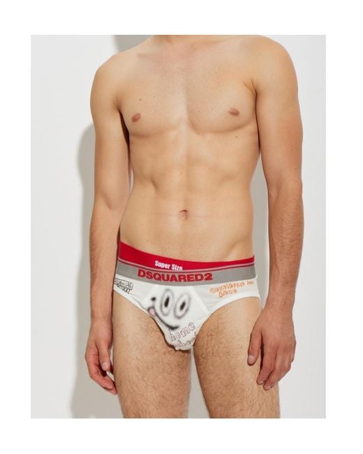 DSquared² White Patterned Triangle Briefs for men