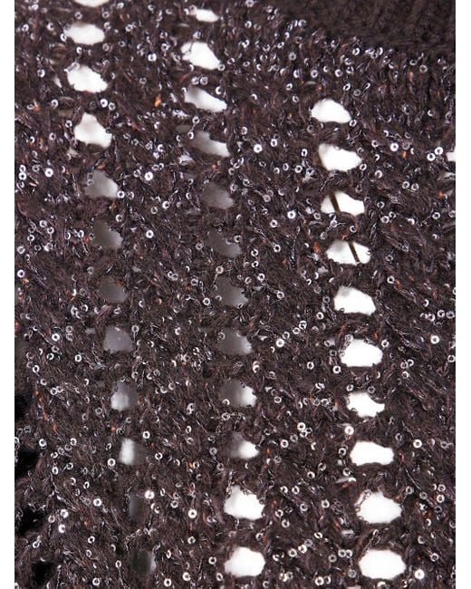 D.exterior Multicolor Sequin-Embellished Open-Knit Sweater