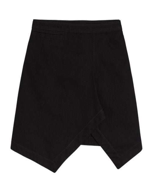 Lemaire Black Asymmetric Denim Mini Skirt