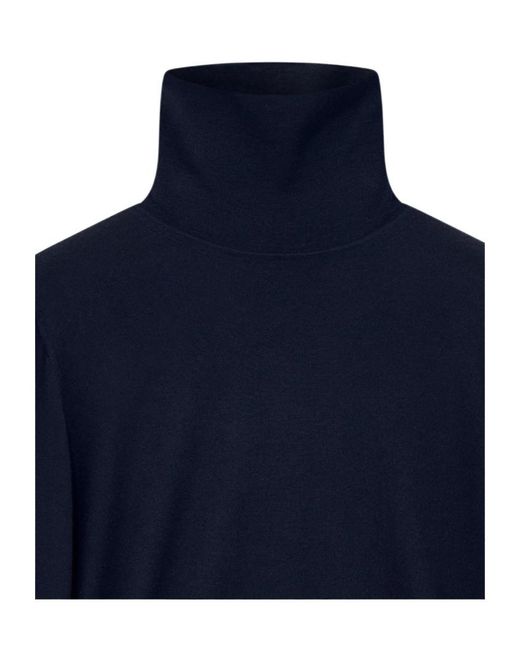 Giorgio Armani Blue Sweater Regular Fit Plain Knit Cashmere for men