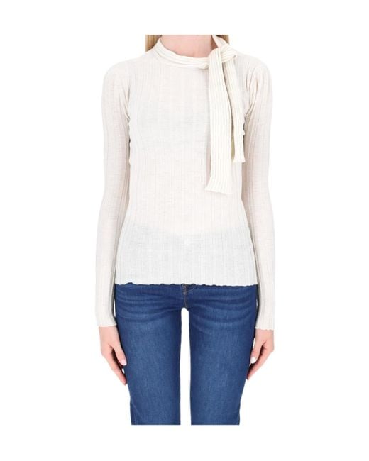 Philosophy Di Lorenzo Serafini White Roll Neck Crochet Jumper