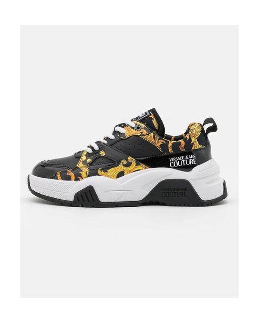 Versace Jeans Black Barocco Printed Casual Sneakers