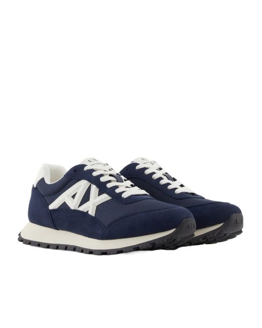 ARMANI EXCHANGE Blue Logo-Detail Sneakers for men